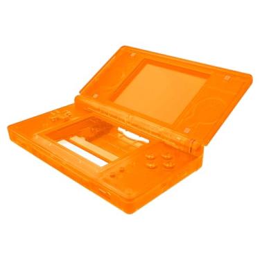 Imagem de eXtremeRate Capa de substituição completa laranja transparente para Nintendo DS Lite, capa de console portátil personalizada com botões, lente de tela para Nintendo DS Lite NDSL - Console não incluído