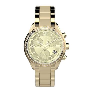 Imagem de Timex Relógio feminino padrão cronógrafo 38 mm – caixa dourada pulseira dourada com mostrador dourado, Tom dourado