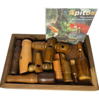 Imagem de 9 Apitos De Madeira P Aves E Animais Silvestres + Cd Do Som
