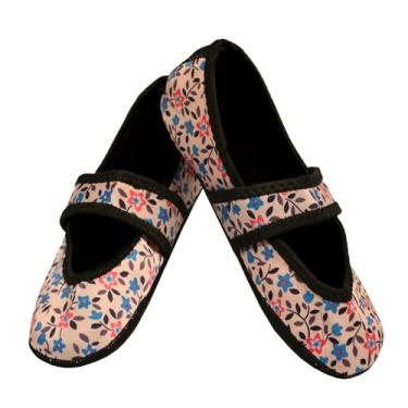 Imagem de Nufoot Pantufas femininas Betsy Lou, dobráveis, rasteiras flexíveis, chinelos de viagem, sapatos de exercícios, sapatos de dança, meias de ioga, sapatos para casa, sapatos internos, Papoulas, Large