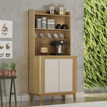 Imagem de Cantinho do café 2 Portas 3 Prateleira Pés Madeira Maciça Mantiqueira 