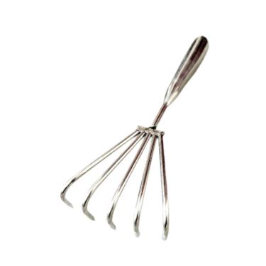 Imagem de IEUDNS aço inoxidável, ancinho de garra, ferramenta leve portátil para escavar conchas de frutos do mar, ancinho de mão para cavar e soltar folhas , 5 Dentes 5cm