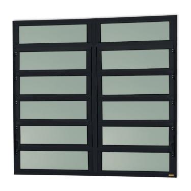 Imagem de Janela De Aluminio Basculante 2 Seções Elite Vidro Boreal 120cm X 150cm Brimak Preto