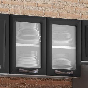 Imagem de Armário 80Cm 2 Portas Com Vidro New Premium Itatiaia Grafite/Branco