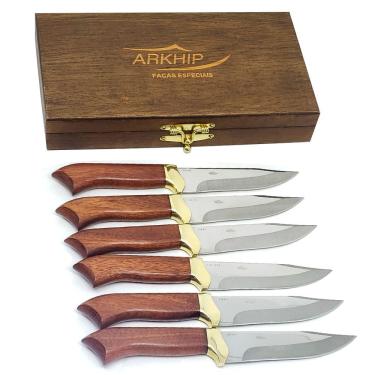 Imagem de Faqueiro 6 Peças Arkhip Churrita Seis 5'' Cabo Madeira Caixa