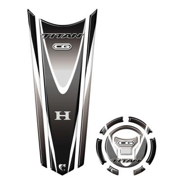 Imagem de Adesivo Faixa Gravata Tanque E Bocal Moto Resinado Cg Titan Preto