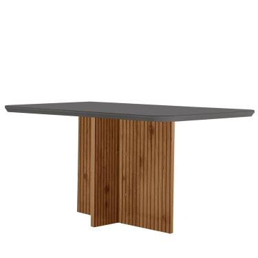 Imagem de Mesa de Jantar Olimpia Retangular Vidro 120cm Grafite com Tampo Temperado 4mm Estilo Mo...