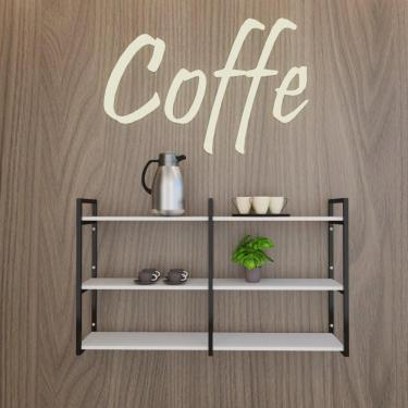 Imagem de Prateleira Industrial Cozinha Pratileira Branco Estante Nicho Industrial Estante Mdf Nichos Cozinha