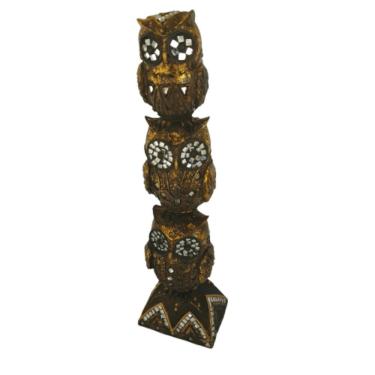Imagem de Corujas Torre 3 Figuras Em Resina 38cm
