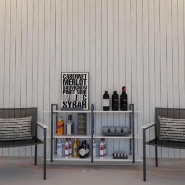 Imagem de Estante Nicho Industrial Banheiro Prateleira Branca Prateleira Industrial Prateleira Ferro Madeira