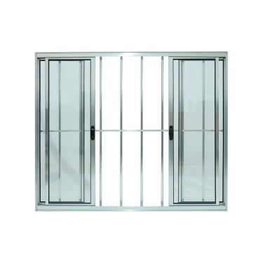 Imagem de Janela Alumínio De Correr 100x100cm 4 Folhas Com Grade Plus Lux Esquadrias Natural