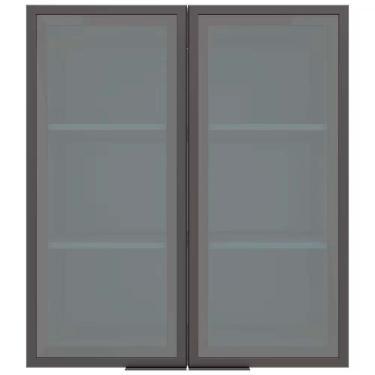 Imagem de Armário Aéreo Bartira Cristal Mdp 15mm Com 2 Portas Vidro Freixo