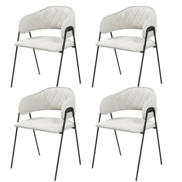 Imagem de Conjunto 4 Cadeiras Veneza No Boucle Off E Metal Preto