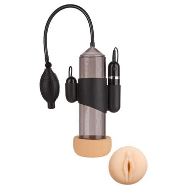 Imagem de Bomba Peniana 19cm 10 Vibrações Vagina Em Cyberskin - Lust Pumper - Nanma - Fumê