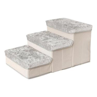 Imagem de IEUDNS Escada para Cães com Compartimento, Degraus Dobráveis para Acesso a Móveis Altos, Cinza