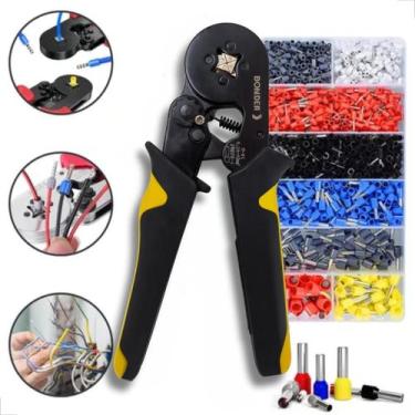 Imagem de Kit Completo Alicate Crimpador Catraca + 800 Terminais Ilhós Tubulares