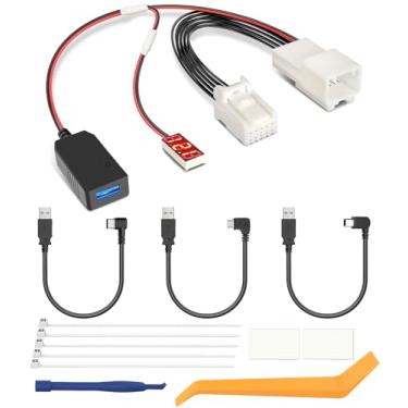 Imagem de YQMAJIM Adaptador De Energia Para Câmera Painel (10P Tipo B), Compatível Com Toyota Camry/Rav4, Lexus, Subaru, Infiniti, Espelho Retrovisor Automático Painel, Cabo Carregador Gps Usb Integrado