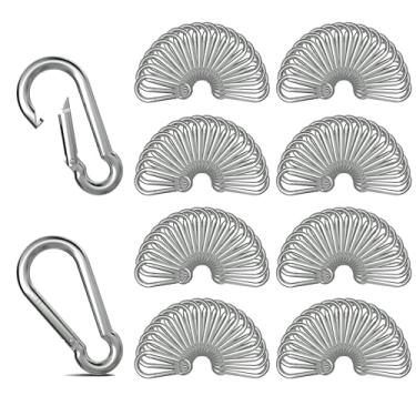 Imagem de Expdst Mosquetões Com Mola De 200 Peças 2,4", M6 X 2-3/8", Mosquetão Resistente Aço Galvanizado, Gancho Ligação Rápida, Capacidade Retenção 260 Libras Para Balanço, Rede, Caminhada, Academia, Acampa