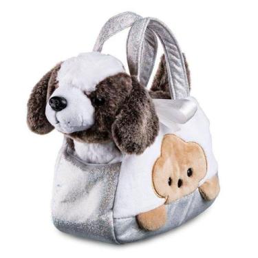 Imagem de Pelúcia Cutie Handbags Cachorro Beagle Prata BR1714 Com Bolsa Para Gua