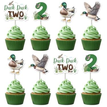 Imagem de Duck 2nd Birthday Decorations 24pcs Duck Duck Two Cupcake Toppers Mallard Duck Cake Decoration Duck Hunting Second Birthday Decors Rustic Duck Hunting Theme Two Years Old Bday Party Supplies