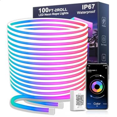 Imagem de Nexillumi Fita De Led Neon 100 Pés, À Prova D'Água Ip67, Para Quarto, Flexível, Com Controle Remoto E Aplicativo, Iluminação Rgb, Ambientes Internos Externos, Decoração Casa
