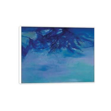Imagem de MUHJDYC Zao Wou-ki Pintura famosa abstrata - imagem de arte em tela - arte de parede para sala de estar - reprodução de impressões (31,08) 60x80cm-23x31in moldura branca