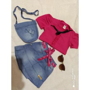 Imagem de Conjunto jeans com bolsinha - Bella rose kids, Vinho laranja  vermelho