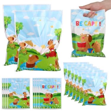 Imagem de BOXOB 50pcs Sacolas Festa Capivara, Fofas Sacolas Guloseimas Plástico Tema Animal com Alças Seja Be Capy Engraçadas Saquinho Doces para Materiais Festa Aniversário Chá de Bebê Eventos Especiais