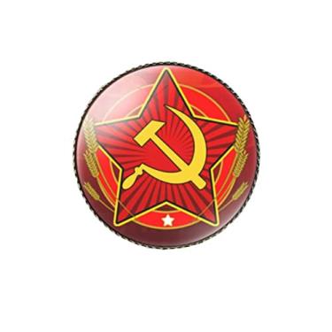 Imagem de vmcoatdu Broche redondo de 2,5 cm estilo retrô KGB Soviético Russo Medalha Broche de Foice e Emblema de Martelo URSS KGB CCCP Pin Metal e Vidro Material, One Size, Metal, Vidro