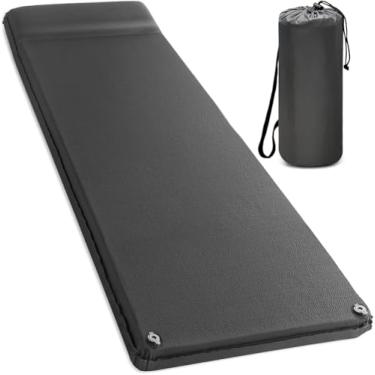 Imagem de ABTOHE Colchonete Autoinflável Para Acampamento, Colchão De Espuma Viscoelástica Ultragrosso 3,1" Com Travesseiro, Isolado 20 Segundos, 4 Estações, Ideal Acampamento/Viagem/Carro/Barraca (Cinza)