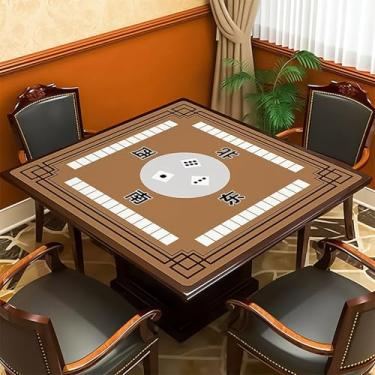 Imagem de SUAREA Mahjong Table Cover Mat with Rules, Non-Slip Gaming Surface, 31 inch Waterproof Mahjong Mat for Dominoes/Poker Cards/Board Games (Khaki)