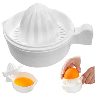 Imagem de Espremedor de limão de camada dupla com recipiente e bico espremedor de frutas cítricas PP de grau alimentício com filtro, removível, lavável, 10 x 7,6 cm, espremedor manual para cozinha doméstica