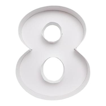 Imagem de WENPACK Tamanho pequeno de papelão de 20 cm em formato de número machê infantil (branco, 8)