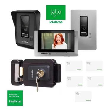 Imagem de Kit Vídeo Porteiro Wifi Allo Wt7 + 1 Fechadura Fx 1500 Preta - INTELBR