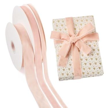 Imagem de Spritewelry 3 rolos de fita de veludo rosa 10/15/25 mm fitas de veludo face única guarnição tecido fita de dia dos namorados para embalagem de presente, guirlanda de laço, decoração de casamento