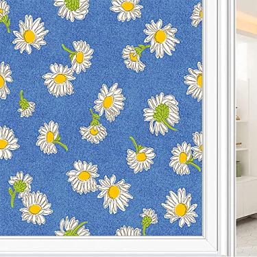 Imagem de Película de janela de privacidade de flores, textura de estilo floral, filme de vidro para sala de estar e escritório em casa, L90 x C 190 cm