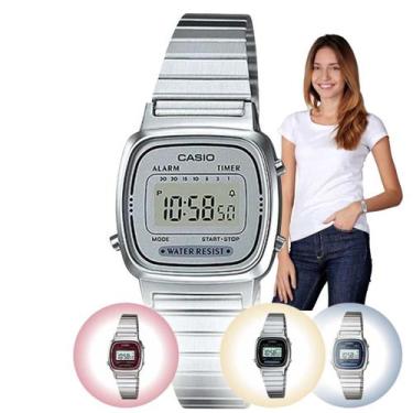 Imagem de Relógio de Pulso Marca Casio Retrô Feminino Vintage Digital Mini Prata