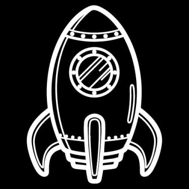 Imagem de Adesivo FOGUETE Ideal para notebook carro portas vidros Paredes Quarto Infantil vários tamanhos (BRANCO, 26,5X35cm)