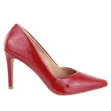 Imagem de Scarpin Salto Fino Verniz Molhado Vermelho - LeRUCHEL, 35