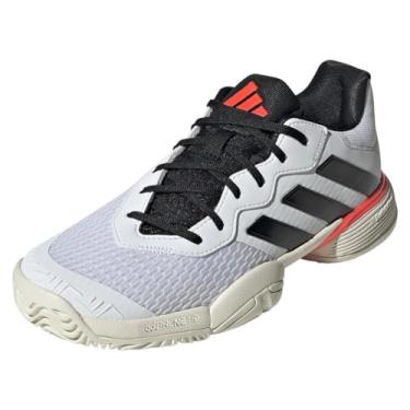 Imagem de adidas Tênis masculino Barricade (criança pequena/criança grande), Branco/preto/branco, 1 Little Kid
