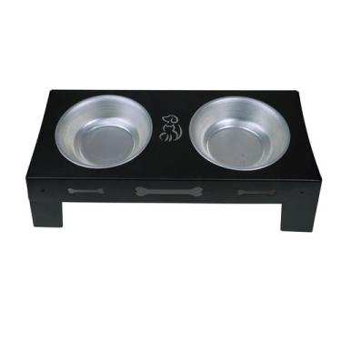 Imagem de Comedouro Pet Aço Elevado Duplo Suporte Cão Gato Cachorro - Ideallume,