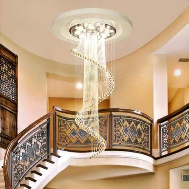Imagem de Escadas Escada Espiral Lustre Lâmpada Longo Lustre Moderno Minimalista Duplex Villa Casa Piso Grande Sala De Estar Lustre De Cristal Decoração De Casa, 9 lights