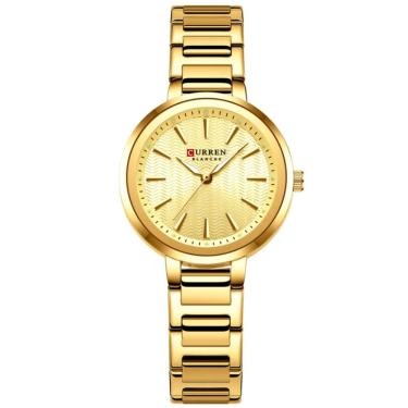 Imagem de Relógio Feminino Minimalista Dial Quartzo Design Fino à Prova D´agua Dourado