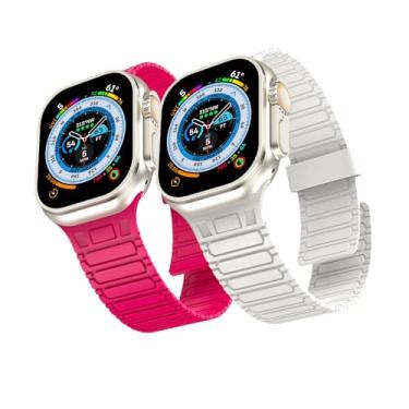 Imagem de Pulseira magnética masculina compatível com Apple Watch Ultra 2/Ultra de 49 mm, 46 mm, 45 mm, 44 mm e 42 mm, pulseira magnética esportiva à prova d'água para iWatch séries SE 10 9 8 7 6 5 4 3 2 1