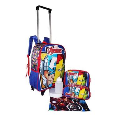 Imagem de Kit Mochila Vingadores Filme Meninos Escolar Rodinhas Origin - Luxcel