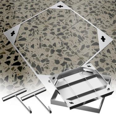 Imagem de Tampa de bueiro invisível de aço inoxidável, tampa quadrada embutida para fossa séptica com gancho de elevação e moldura, para calçada/entrada de automóveis (81 x 81 cm)