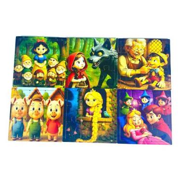 Imagem de Kit Quebra-Cabeça Infantil Educativo Montessoriano em MDF 3mm  6 Jogos