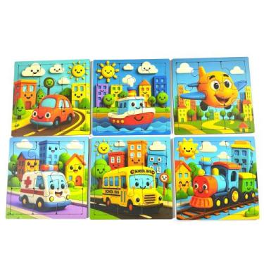 Imagem de Kit Quebra-Cabeça Infantil Educativo Montessoriano em MDF 3mm  6 Jogos