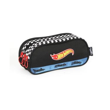 Imagem de Estojo Triplo Preto Hot Wheels Bordado Juvenil Luxcel