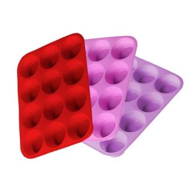 Imagem de Forma Silicone Cupcake 12 Cavidades Bolinho Redonda Cozinha Bolo Queij